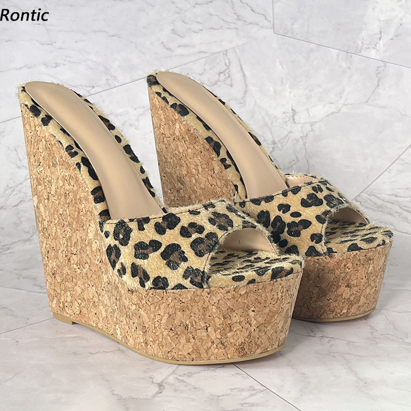 Cork Wedge Sandal - Rontic Sandal Mules Platform Wanita Buatan