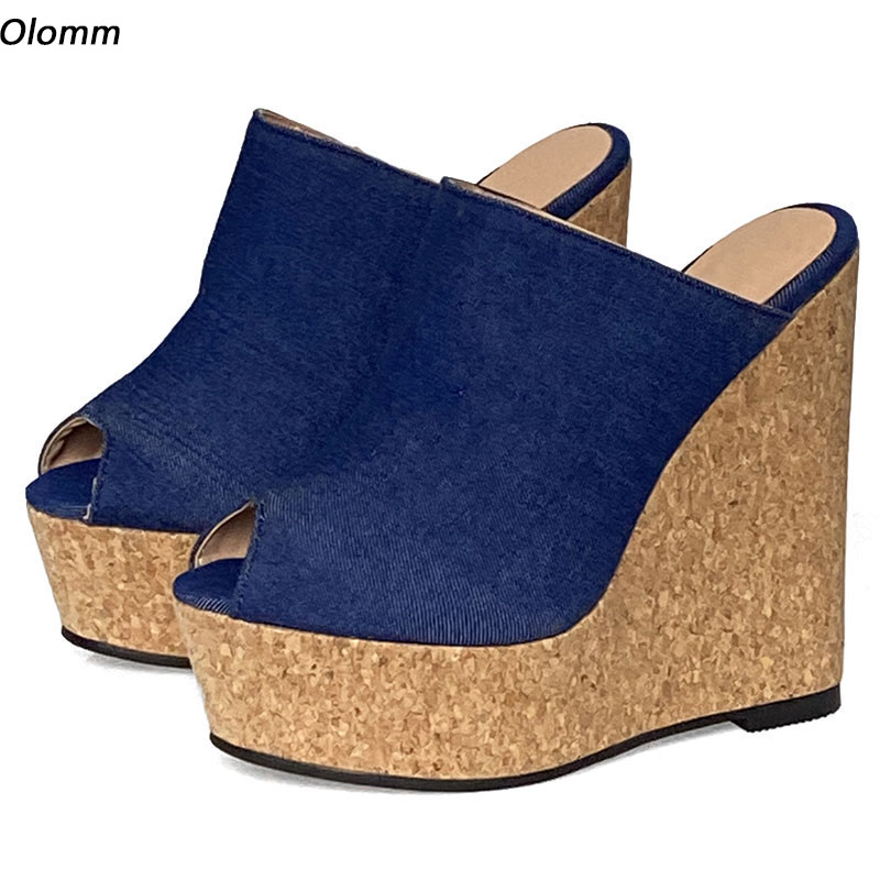 Cork Wedge Sandal - Olomm Sandal Mules Wanita Buatan Tangan