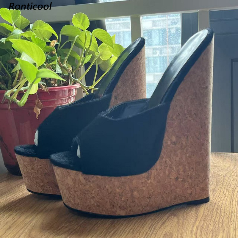 Cork Wedge Sandal - Sepatu Kasual Wanita Ronticool Buatan Tangan,