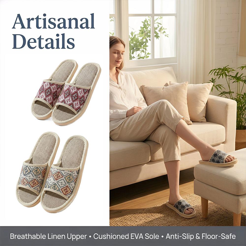 Sendal Rumah Linen Four Season - Women'S Shoes For Flat Feet ulasan dan harga