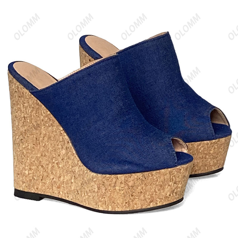 Olomm Sandal Mules Wanita Buat - Cork Wedge Sandal ulasan dan harga