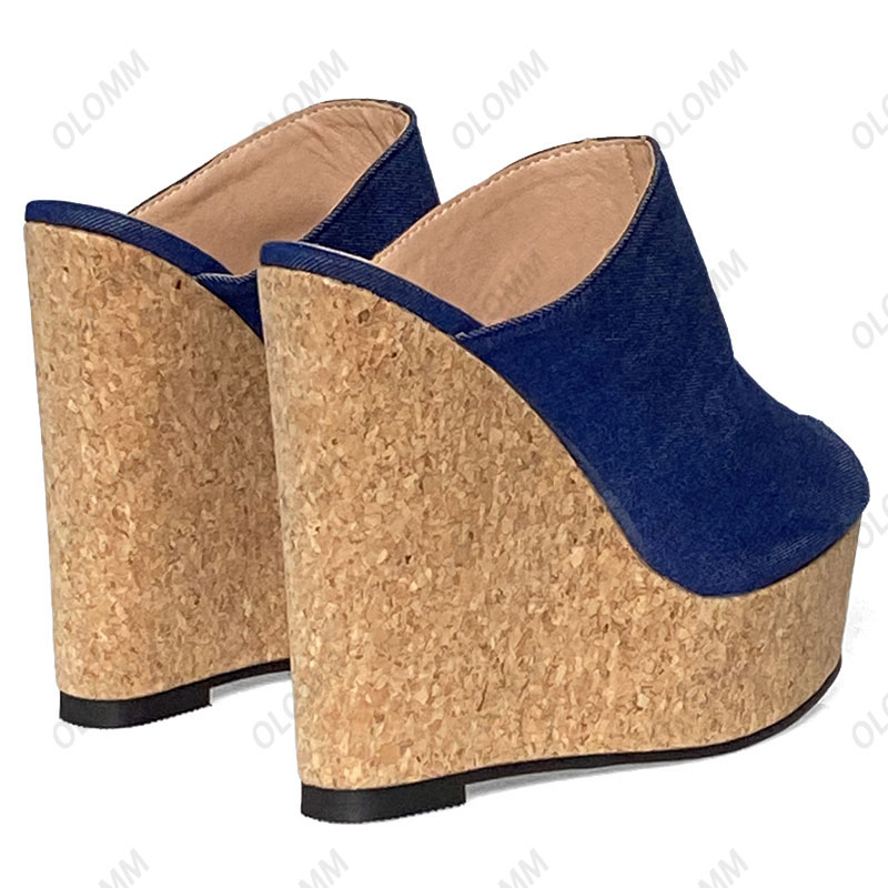 Olomm Sandal Mules Wanita Buat - Cork Wedge Sandal ulasan dan harga
