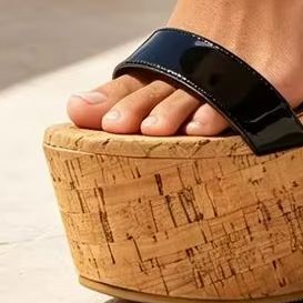 Sandal Wanita Model Mules Plat - Cork Wedge Sandal ulasan dan harga